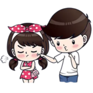 😏 커플, 만화, 사랑, 귀여운, 관계, 로맨틱 whatsapp sticker