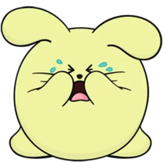 😢 piangere, triste, giallo, rotondo, coniglio, lacrime whatsapp sticker