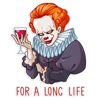 🍷 Pennywise It FOR A LONG LIFE gã hề, kinh dị, Stephen King, IT, Pennywise, phim, rùng rợn telegram sticker