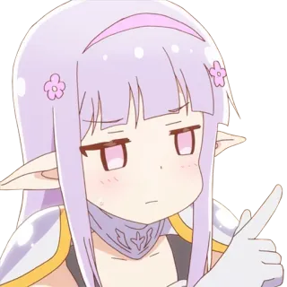 👉 Anime, Elf, Mädchen, Süß, Zeigefinger, Illustration whatsapp sticker