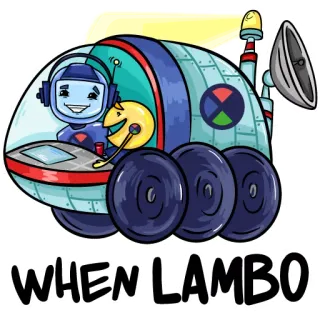 🚘 WHEN LAMBO lambo, carro, humor, meme, quando lambo, futuro, espaço telegram sticker