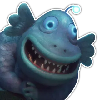 🦈 Fisch, Monster, Blau, Meerestier, Cartoon telegram sticker