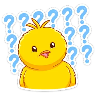 🤨 pytanie, zamieszanie, kurczak, uroczy, ptak, kreskówka telegram sticker