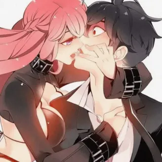 🍇 anime, kissing, romantic, couple, love, art telegram sticker