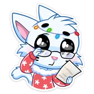 🧐 gato, óculos, suéter, natal, fofo, desenho animado, animal telegram sticker