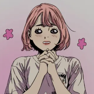 ✨ Anime, Cartoon, Pinke Haare, Süß, Sticker whatsapp sticker