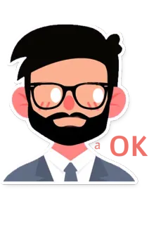 🆗 homme, portrait, avatar, lunettes, costume, barbe, personnage telegram sticker