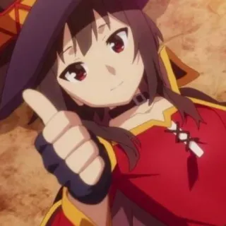 👍 Megumin Konosuba anime, girl, thumbs up, wizard, cute telegram sticker