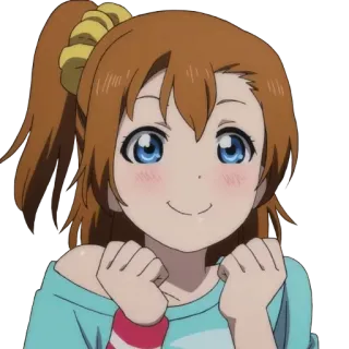 😐 Honoka Kosaka Love Live! 动漫, 女孩, 可爱, 微笑, 高坂穗乃果, Love Live, 卡通 telegram sticker