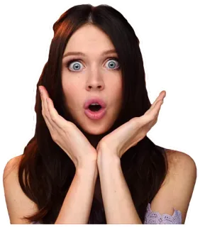 😱 femme, surprise, excité(e), réaction, brune telegram sticker
