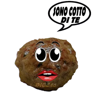 🧡 SONO COTTO DI TE almôndega, desenho animado, amor, engraçado, comida, animado telegram sticker