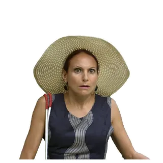 😧 woman, surprised, hat, dress, summer telegram sticker