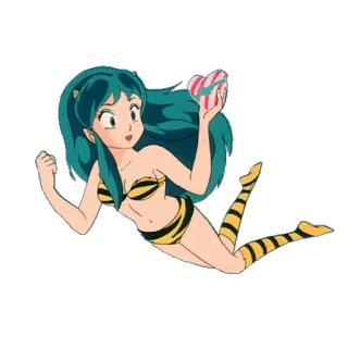 💕 Lum Urusei Yatsura อนิเมะ, การ์ตูน, ลามุ, Urusei Yatsura, ผู้หญิง, หัวใจ, บิกินี telegram sticker