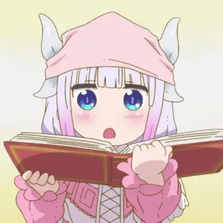 ☁️ Kanna Kamui Miss Kobayashi's Dragon Maid Anime, Kanna Kamui, Drago, Carino, Libro, Lettura, Miss Kobayashi's Dragon Maid telegram sticker