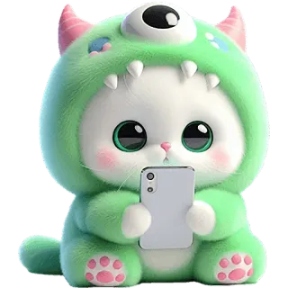 🥺 gatto, mostro, carino, animale, cartone animato telegram sticker
