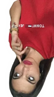 🙃 TOMMY JEANS woman, red shirt, Tommy Jeans, fashion, selfie telegram sticker