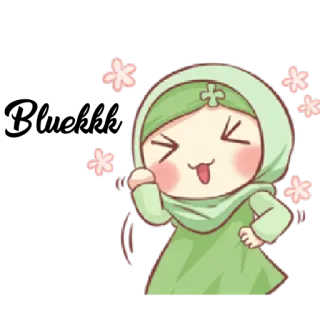 😝 Hijab, Muslim, Niedlich, Cartoon, Blume, Fröhlich telegram sticker