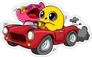 🚗 cartone animato, auto, guida, emozioni, gioia, divertimento, sticker telegram sticker
