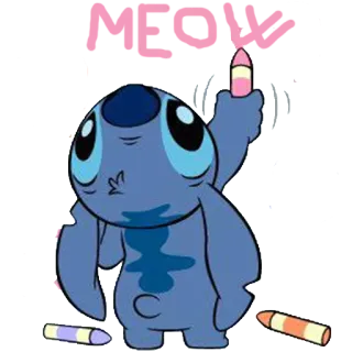 🐨 Stitch MEOW cartoon, cute, animal, blue, Stitch telegram sticker