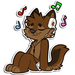 🎧 fox fox, furry, music, headphones, listening, cartoon, cute, relaxed telegram sticker