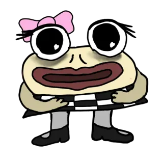 👧 만화, 캐릭터, 개구리, 리본, 일러스트, 귀여운, 웃긴 telegram sticker