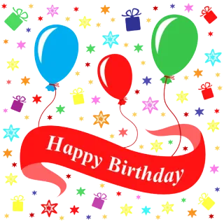 ❤️ Happy Birthday balony, urodziny, święto, szczęśliwy, prezent telegram sticker