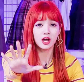 🍊 persoon, vrouw, rood haar, handgebaar, kpop, lisa telegram sticker