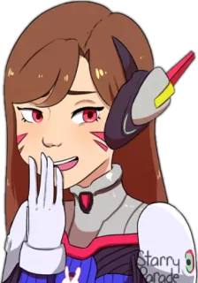 😏 D.Va Overwatch Starry Parade Anime, D.Va, Overwatch, Video game, Karakter, Gadis telegram sticker