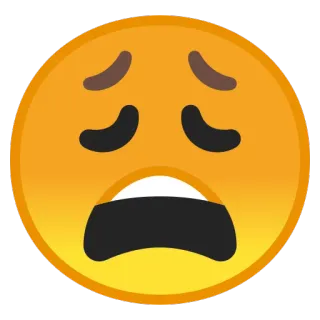 😩 Emoji, Sedih, Khawatir, Kuning, Wajah telegram sticker