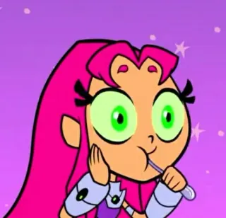✨ Starfire Teen Titans Go! cartoon, animatie, personage, Starfire, Teen Titans, lolly, roze haar telegram sticker