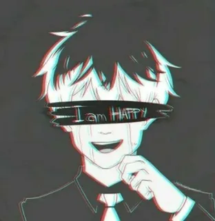 🌟 I am HAPPY アニメ, 幸せ, 悲しい, グリッチ, マンガ, 感情 whatsapp sticker