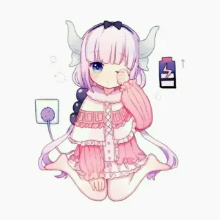 ☹️ Kanna Kamui Miss Kobayashi's Dragon Maid anime, kawaii, cute, dragon, chibi, kanna, kanna kamui whatsapp sticker