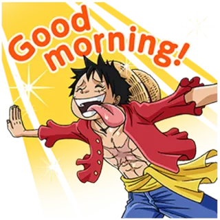 ☀️ Monkey D. Luffy One Piece Good Morning! 애니메이션, 만화, 인사, 아침, 원피스, 루피 telegram sticker