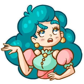 😁 femme, dessin animé, illustration, autocollant, fille, pose telegram sticker