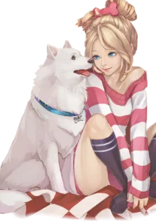 ❄ anime, dog, cartoon, girl, cute, pet, illustration telegram sticker