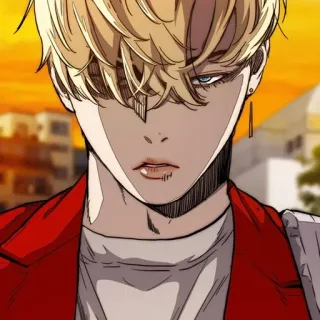 🌟 Anime, Capelli biondi, Giacca rossa, Personaggio telegram sticker