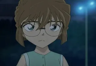 😶 Ayumi Yoshida Detective Conan Anime, Kreskówka, Postać, Dziewczyna, Okulary, Manga telegram sticker