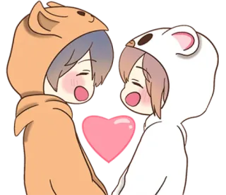 😍 couple, love, cute, cartoon, bear, animals telegram sticker