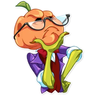 🤔 cartoon, orange, character, glasses, funny, silly whatsapp sticker