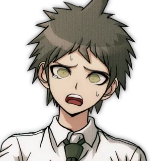 😰 Hajime Hinata Danganronpa anime, lo lắng, sinh viên, nhân vật, cảm xúc telegram sticker
