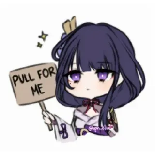 😁 Raiden Shogun Genshin Impact PULL FOR ME Raiden Shogun, Genshin Impact, Anime, Chibi, Gra, Postać telegram sticker