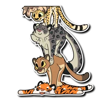 🐈 koty, zwierzęta, słodkie, stos, gepard, irbis, puma, tygrys telegram sticker