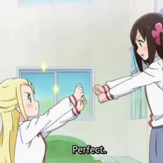 💯 Perfect. anime, perfect, friendship, celebration telegram sticker