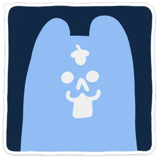 🩻 Cartoon, Tier, Illustration, Schädel, Gruselig, Blau, Skurril, Lustig telegram sticker