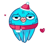 😘 cute, cartoon, jellyfish, heart, winter, love, holiday telegram sticker