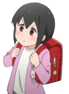 👧 anime, schoolgirl, backpack, cute, cartoon telegram sticker