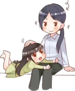 😍 Q版, 女孩, 妈妈, 家庭, 卡通, 可爱, 动漫 telegram sticker