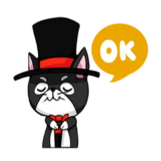 👌 OK gato, cartola, desenho animado, ok, aprovação, acordo telegram sticker