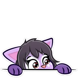 👀 kat, anime, schattig, piepen, paars telegram sticker