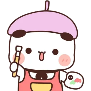 🎨 น่ารัก, การ์ตูน, แพนด้า, ศิลปิน, ภาพวาด, คาวาอิ telegram sticker